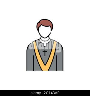 Icône de couleur de ligne prêtre. Religion. Inscrivez-vous pour accéder à une page Web, une application mobile, une bannière, des réseaux sociaux. Contour modifiable. Illustration de Vecteur