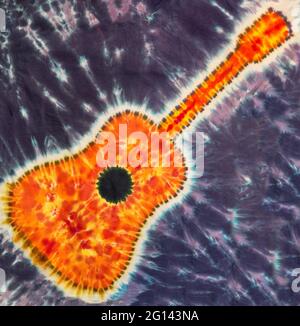 Hippie colorée coeur psychédélique amour Tie Dye Design. Banque D'Images