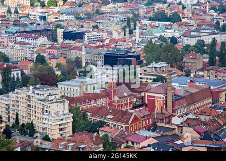 Vue aérienne sur Sarajevo, capitale de la Bosnie-Herzégovine Banque D'Images