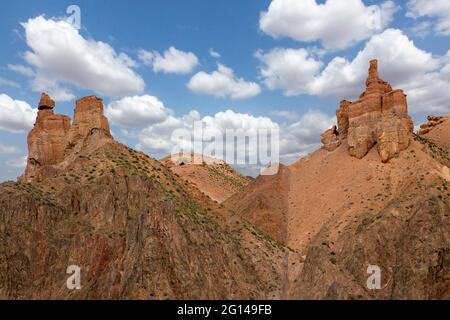 Formations rocheuses géologiques à Charyn Canyon, Kazakhstan Banque D'Images