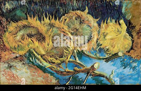 Vincent Van Gogh - quatre Sunflowers sont allés à Seed Banque D'Images