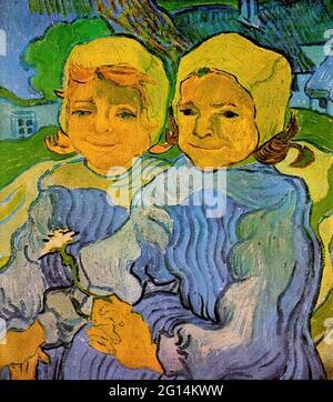 Vincent Van Gogh - deux petites filles 1890 Banque D'Images