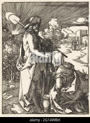 Le Christ apparaît à Marie Magdalene, la petite passion. Le Christ habillé comme un jardinier, saluant Maria Magdalena. Cet imprimé fait partie de la série d'imprimés « de Kleine Passie », composée d'un titre imprimé et de 36 scènes bibliques (principalement issues de l'histoire de souffrance). Banque D'Images