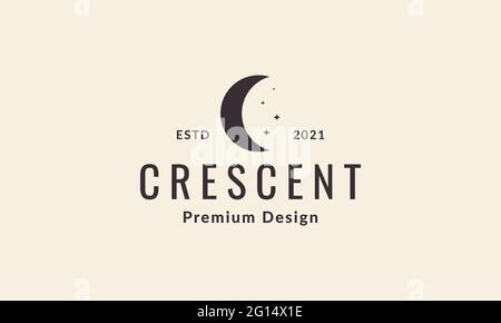 croissant hipster avec logo étoile symbole vecteur icône illustration design graphique Illustration de Vecteur