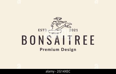 lignes art plantes bonsai logo symbole vecteur icône illustration graphique design Illustration de Vecteur