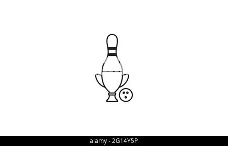 bowling trophée lignes logo symbole icône vecteur graphique dessin illustration Illustration de Vecteur