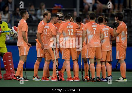 Amstelveen, pays-Bas. 04e juin 2021. L'équipe des pays-Bas lors du match des championnats de hockey Euro entre Nederland et Frankrijk au Wagener Stadion le 4 juin 2021 à Amstelveen, pays-Bas (photo de Gerrit van Keulen/Orange Pictures) Credit: Orange pics BV/Alay Live News Banque D'Images