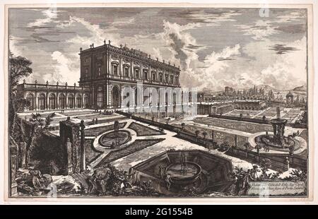 Villa Albani te Rome; vue sur la carte EMO Villa SIG.n. Alesandro Albani à l'extérieur de la porte de salaria; Gezichten op Rome; vues de Rome conçu et gravé par Giambattista Piranesi architecte VE (nez) iano. Gezicht Op Villa Albani en Tuinen te Rome. Titel op Blok Rechters. Banque D'Images