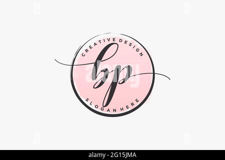 Logo d'écriture BP avec signature vectorielle de modèle circulaire, mariage, mode, floral et botanique avec modèle créatif. Illustration de Vecteur