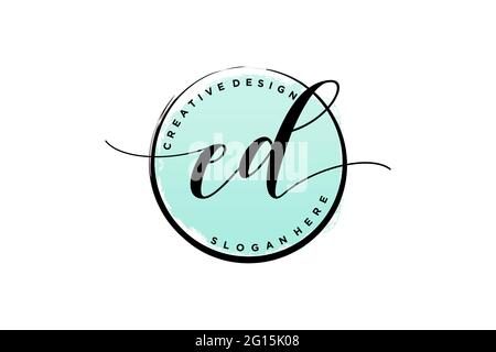 Logo d'écriture ED avec signature vectorielle de modèle circulaire, mariage, mode, floral et botanique avec modèle créatif. Illustration de Vecteur