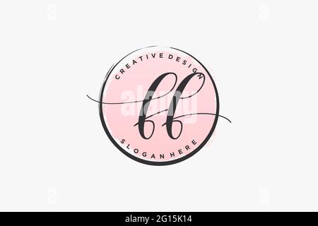 Logo FF d'écriture manuscrite avec signature vectorielle de modèle circulaire, mariage, mode, floral et botanique avec modèle créatif. Illustration de Vecteur