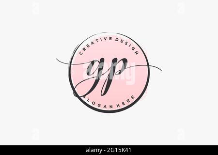 Logo d'écriture GP avec signature vectorielle de modèle de cercle, mariage, mode, floral et botanique avec modèle créatif. Illustration de Vecteur