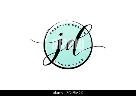 Logo JD d'écriture avec signature vectorielle de modèle de cercle, mariage, mode, floral et botanique avec modèle créatif. Illustration de Vecteur