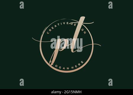 Logo d'écriture PT avec signature vectorielle de modèle de cercle, mariage, mode, floral et botanique avec modèle créatif. Illustration de Vecteur