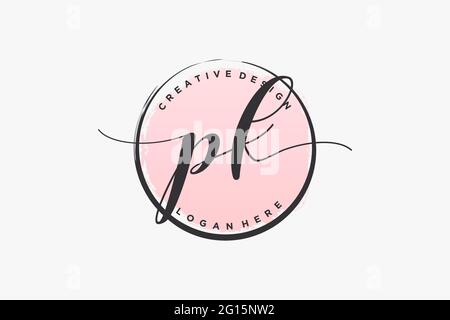 Logo d'écriture PK avec signature vectorielle de modèle circulaire, mariage, mode, floral et botanique avec modèle créatif. Illustration de Vecteur