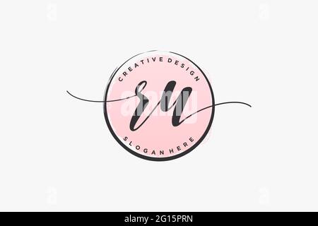 Logo RU écriture manuscrite avec modèle circulaire signature vectorielle, mariage, mode, floral et botanique avec modèle créatif. Illustration de Vecteur