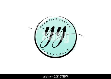 LOGO D'écriture YY avec signature vectorielle de modèle circulaire, mariage, mode, floral et botanique avec modèle créatif. Illustration de Vecteur