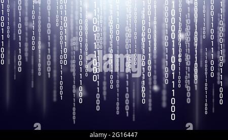 Flux de code binaire à l'écran. Arrière-plan de la matrice informatique. Matrice abstraite. Banque D'Images