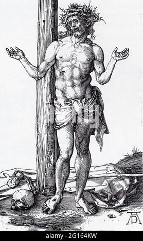 Albrecht Dürer - Homme Sorrows mains levées 1500 Banque D'Images