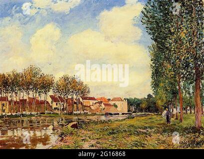 Alfred Sisley - Banks Loing Moret matin 1888 Banque D'Images