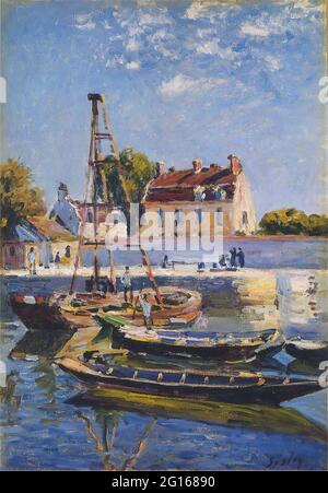 Alfred Sisley - Bateaux 1885 Banque D'Images