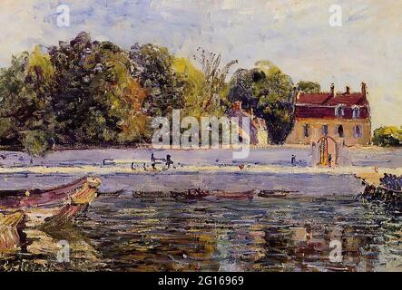 Alfred Sisley - Maison Saint Mammes Canal du Loing 1885 Banque D'Images