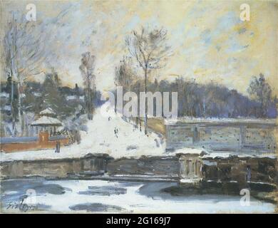 Alfred Sisley - lieu d'arrosage Marly le Roi hiver 1875 Banque D'Images