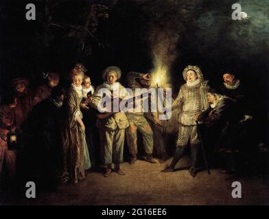 Antoine Watteau - Comédie italienne C 1716 Banque D'Images