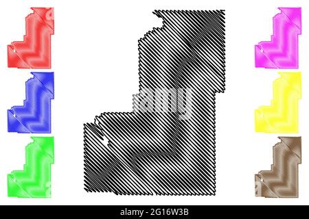 Comté de Sanpète, État de l'Utah (comté des États-Unis, États-Unis d'Amérique, États-Unis, États-Unis) carte illustration vectorielle, scribble sketch carte de Sanpète Illustration de Vecteur