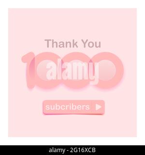merci 1000 personnes. carte de félicitations gilly rose mignonne pour le réseau social. Illustration vectorielle Illustration de Vecteur
