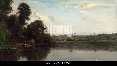 Charles-François Daubigny - Washerwomen sur la rivière Oise près de Valmondois Banque D'Images