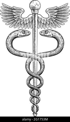 Caduceus Vintage Doctor Medical Snakes symbole Illustration de Vecteur