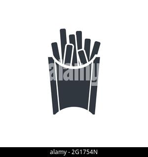Des plats savoureux, frites simple icône noire sur blanc Illustration de Vecteur