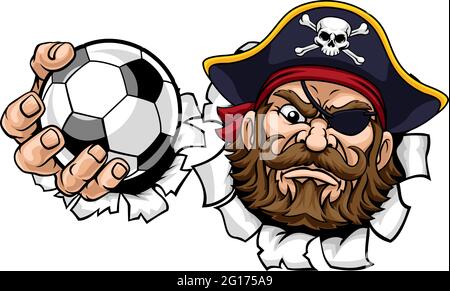 Pirate football football ballon de football Sports mascotte dessin animé Illustration de Vecteur