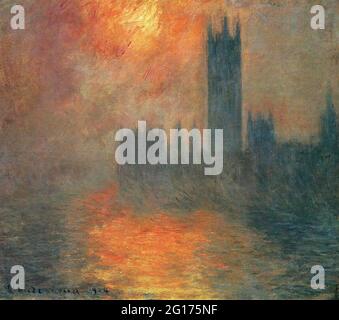 Claude Monet - Parlement coucher de soleil 1904 Banque D'Images