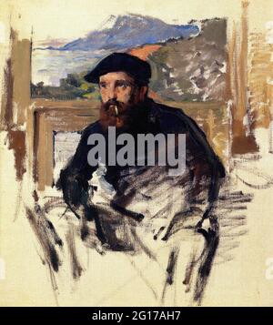 Claude Monet - Portrait de soi son atelier C 1884 Banque D'Images