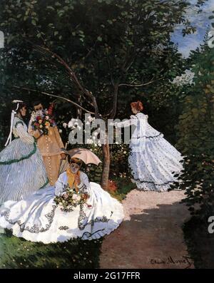 Claude Monet - femmes dans le jardin Banque D'Images