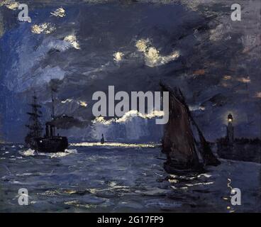 Claude Monet - un paysage marin, l'expédition par Moonlight Banque D'Images