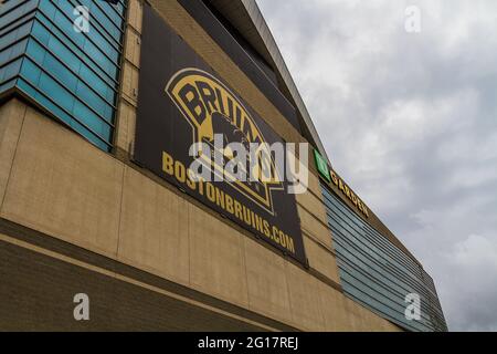 Bâtiment TD Garden avec logo Bruins Boston Banque D'Images