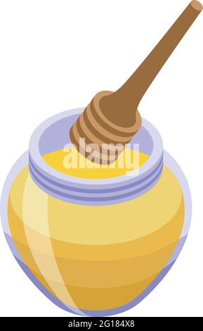 Icône de pot de miel. Isométrique de l'icône de vecteur de pot de miel pour la conception de Web isolée sur fond blanc Illustration de Vecteur