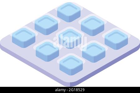 Icône du paquet gouttes contre la toux. Isométrique de gouttes de toux paquet vecteur icône pour la conception de Web isolé sur fond blanc Illustration de Vecteur