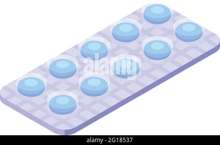 Icône de pilules contre la toux. Isométrique de toux gouttes pilules vecteur icône pour la conception de Web isolé sur fond blanc Illustration de Vecteur