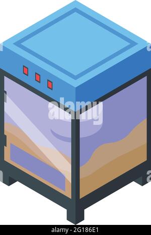 Machine à café en cubes de maïs soufflé icône. Isométrique de Popcorn cube Maker machine vector icône pour la conception de sites Web isolée sur fond blanc Illustration de Vecteur