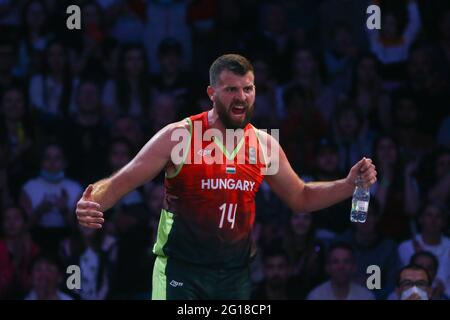 DEBRECEN, HONGRIE - JUIN 5 : Tamas Ivosev de Hongrie lors du match de qualification olympique 2021 de la FIBA 3x3 pour l'universalité entre la Mongolie et la Roumanie sur la place Kossuth le 5 juin 2021 à Debrecen, Hongrie (photo d'Istvan Derencsenyi/Orange Pictures) Banque D'Images