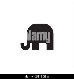 Illustration du vecteur de l'icône éléphant. Silhouette noire isolée sur fond blanc. Illustration de Vecteur