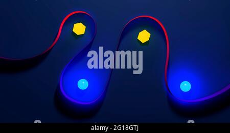 En face de différentes formes géométriques représentant la séparation - illustration 3d Banque D'Images