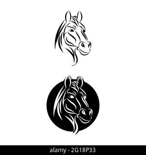 Vecteur d'icône de cheval à tête noire isolé sur fond blanc. Illustration vectorielle d'icône de cheval à tête noire, contour modifiable et EPS10. Icône de cheval à tête noire Illustration de Vecteur