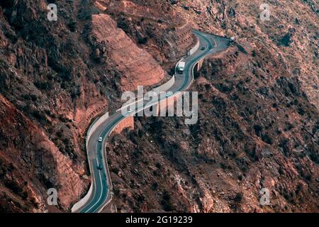 Chemin de montagne Zigzag Abha, Royaume d'Arabie Saoudite, Moyen-Orient Banque D'Images