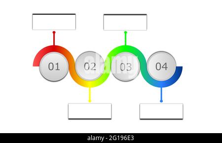 Représentation graphique graphique graphique graphique en flux ondulé coloré avec un signe circulaire avec caractère numérique isolé sur un arrière-plan blanc Banque D'Images