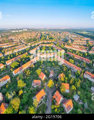 Sepolno - quartier résidentiel construit en 1919-1935 selon le concept d'une ville jardin à Wroclaw, Pologne Banque D'Images